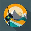 Abstraxct logo with mountain and camera